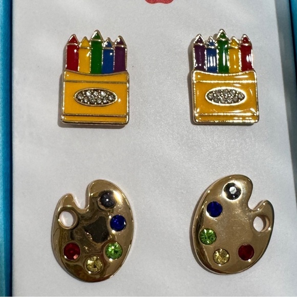 NWOT  Earrings - Paint Pallet Crayons • Back to School • Teacher • Prek • Art • - Picture 3 of 3